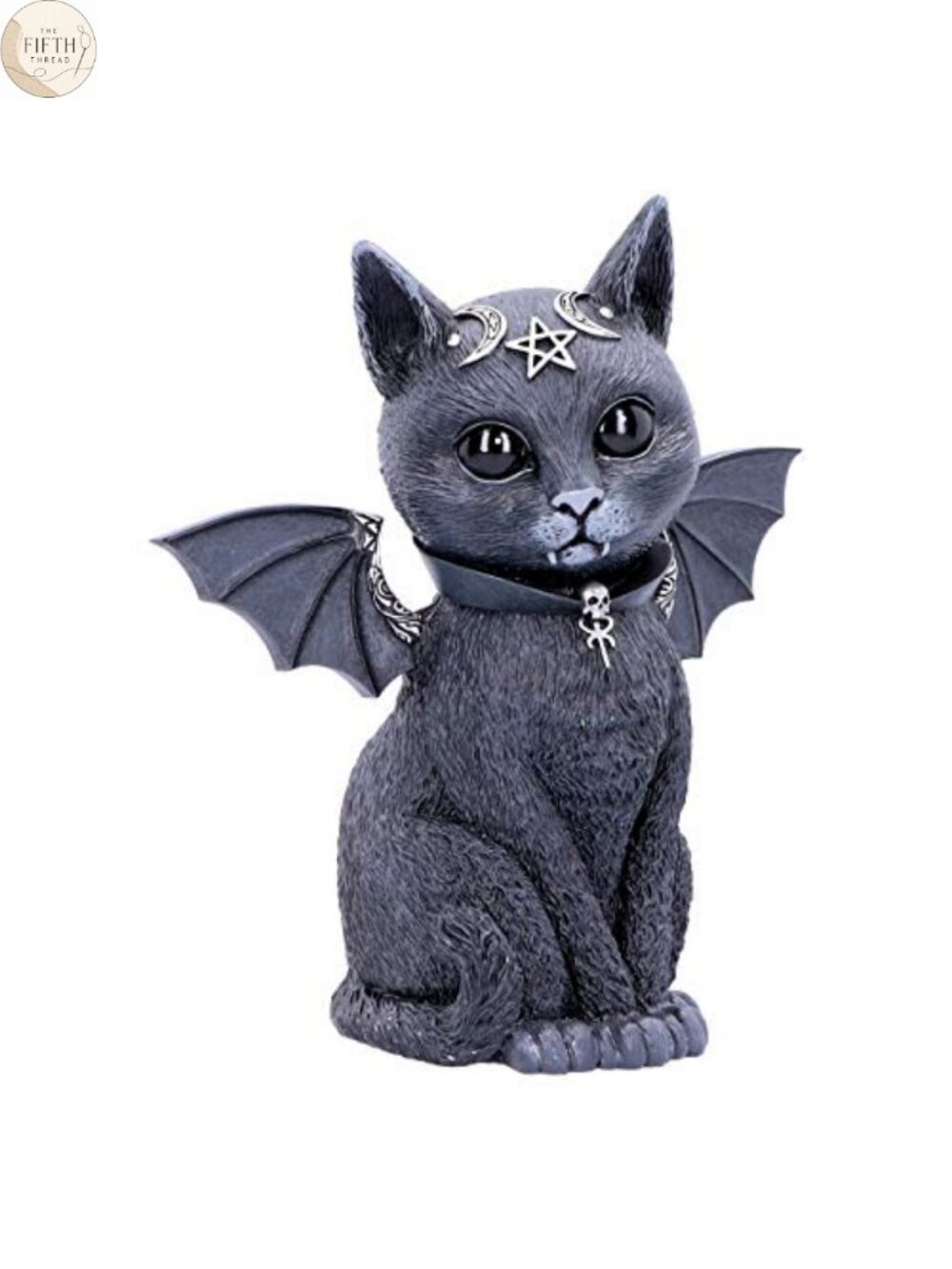 Winged Vampire Cat Statue Hand-Painted Resin Figurine Gothic Decor